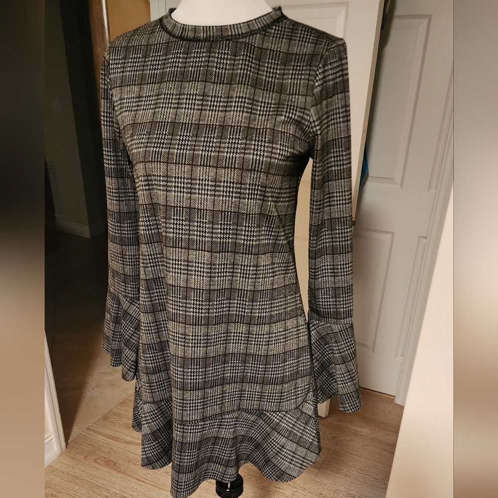 MICHAEL STARS - Plaid ruffle shift dress